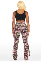 Rakesha Pink/Green Camo Cargo Super Stacked Jean