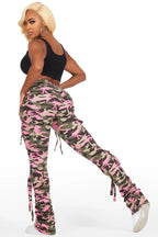 Rakesha Pink/Green Camo Cargo Super Stacked Jean