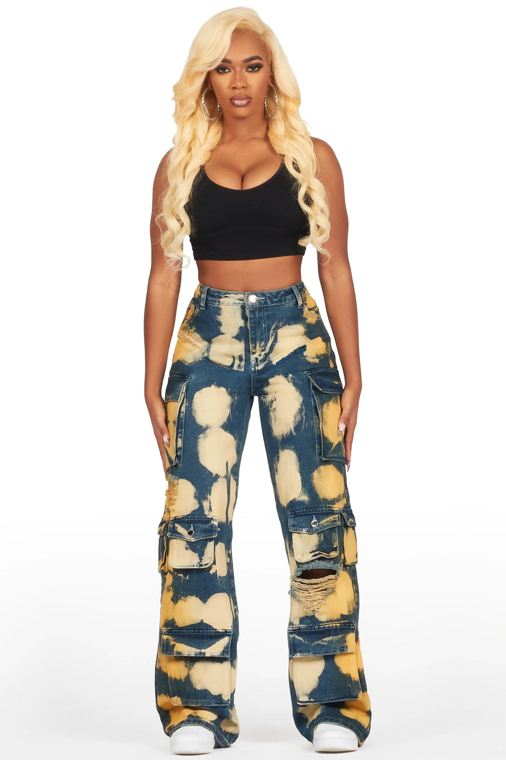 Jahmani Tinted Dirty Wash Wash Stretch Wide Leg Jean