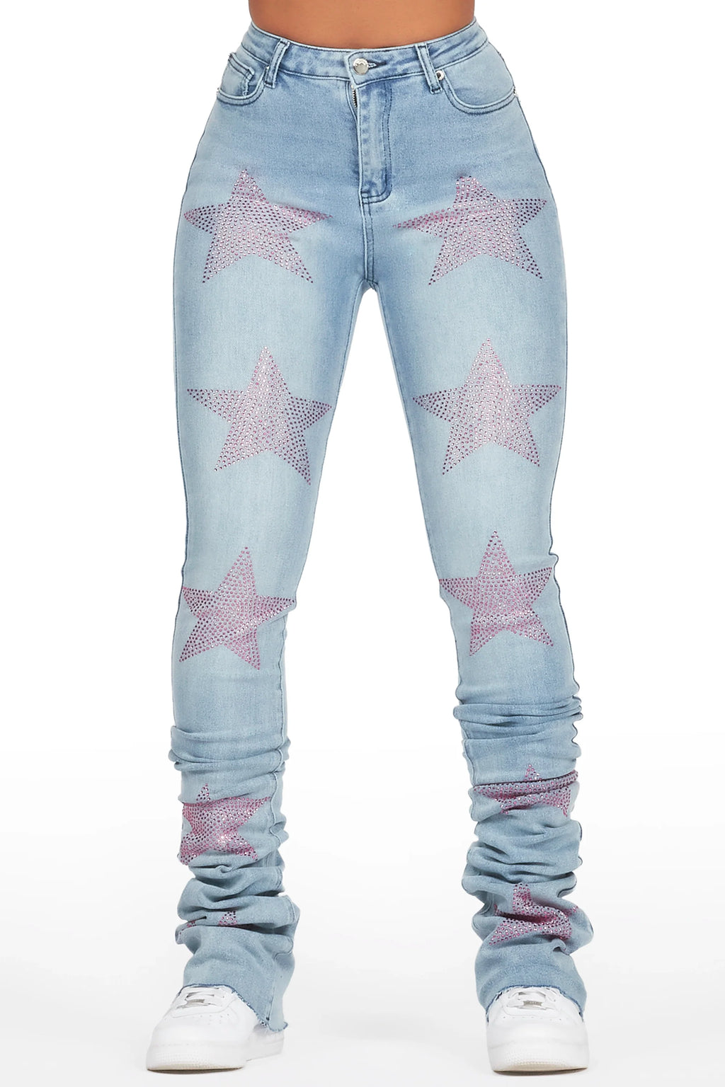 Stargirl Med. Wash Rhinestone Super Stacked Jean