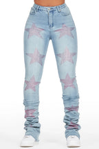 Stargirl Med. Wash Rhinestone Super Stacked Jean
