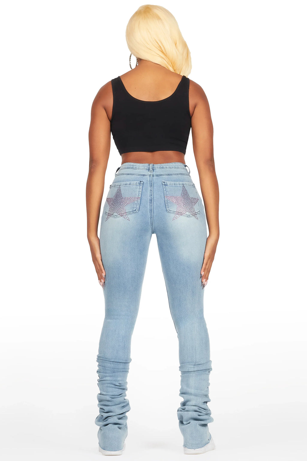 Stargirl Med. Wash Rhinestone Super Stacked Jean