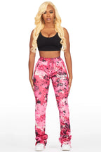 Juliana Pink Digital Camo Super Stacked Track Pant