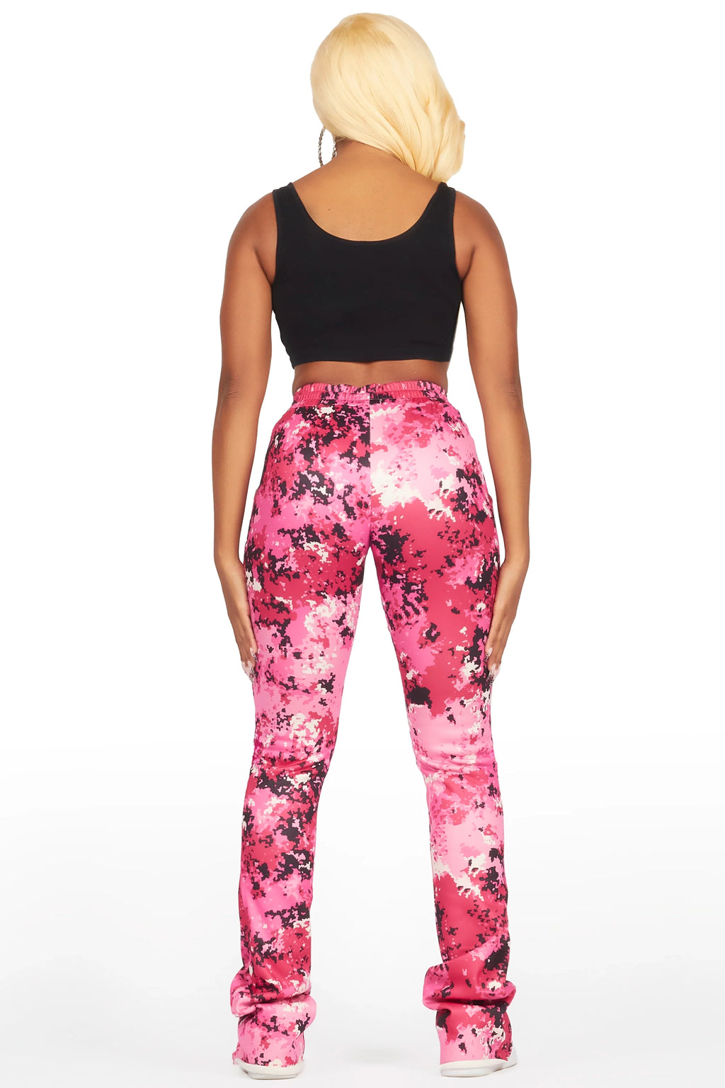 Juliana Pink Digital Camo Super Stacked Track Pant