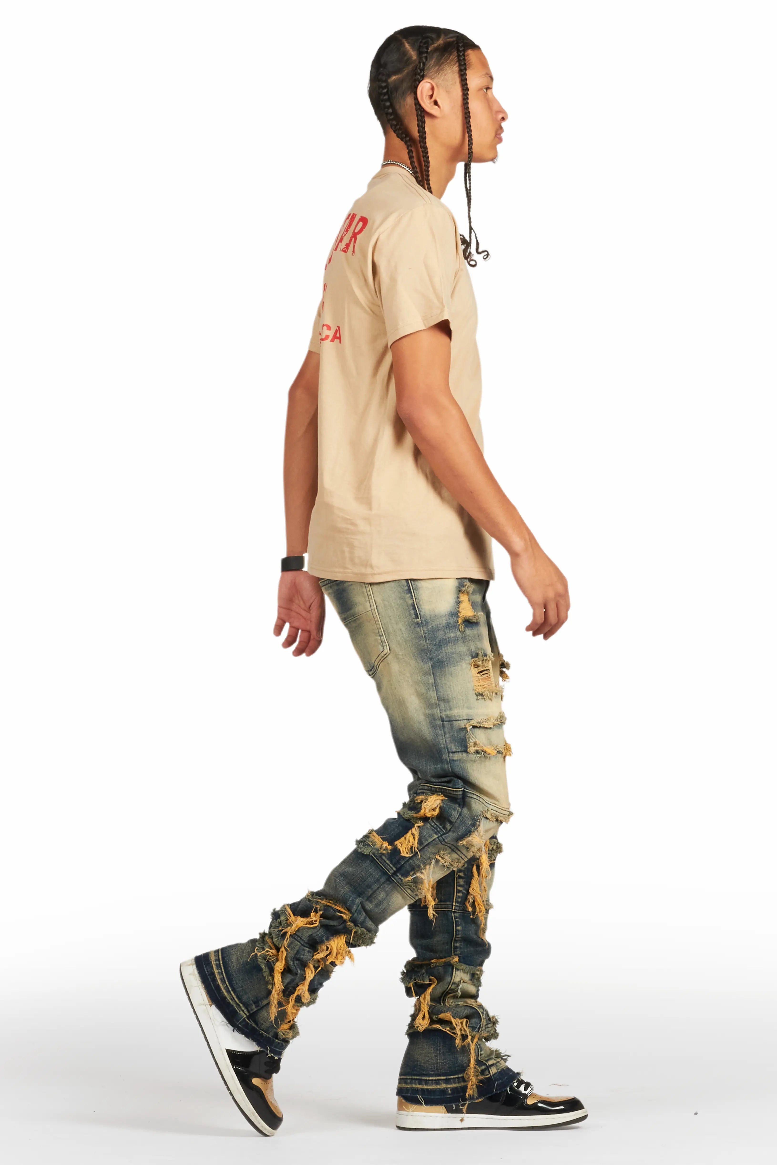 Vasco Tint Dark Wash Blue Stacked Flare Jean