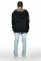 Savage Blue Patchwork Stacked Flare Jean