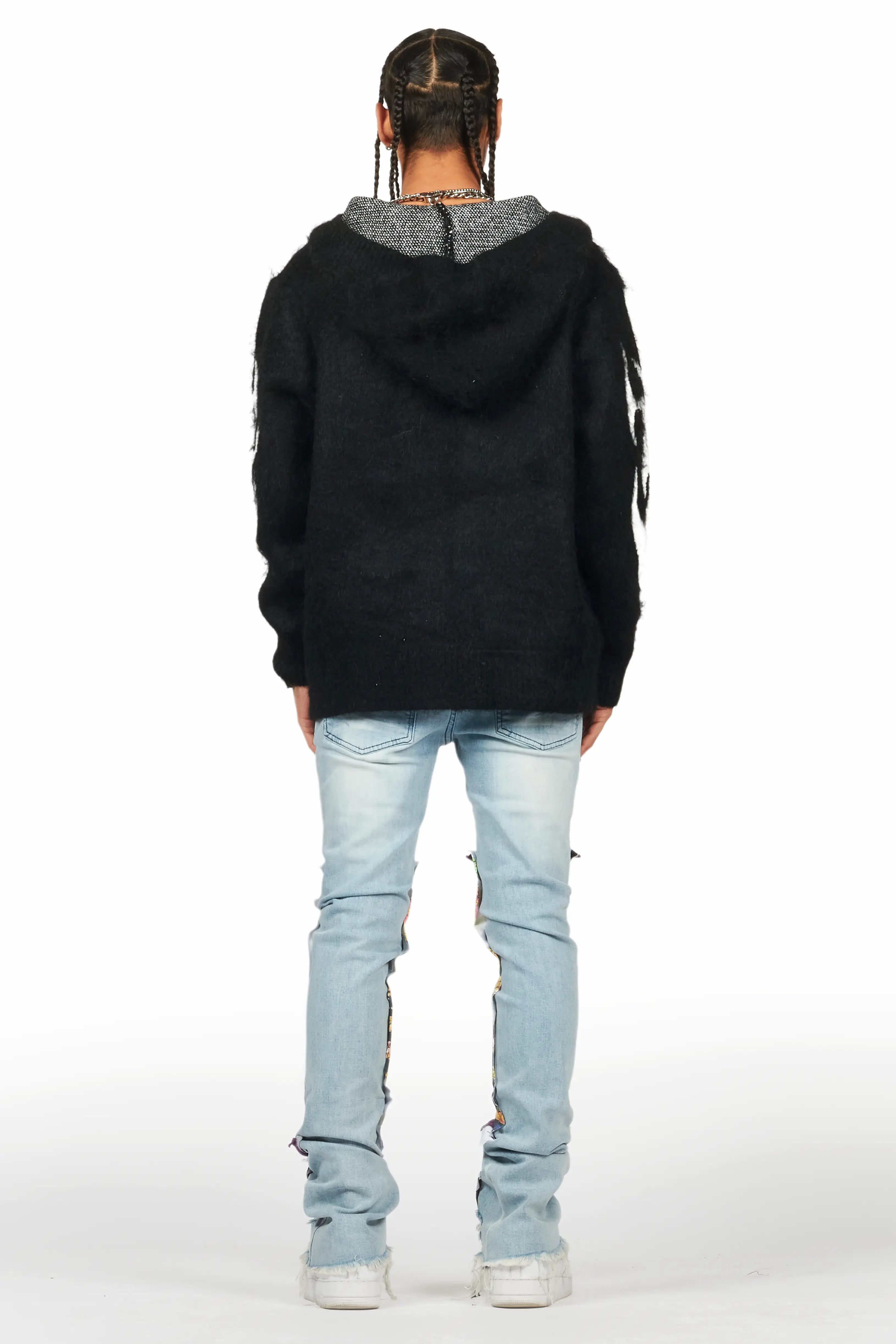 Savage Blue Patchwork Stacked Flare Jean