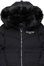 Langston Black Puffer Jacket with Fur Hood