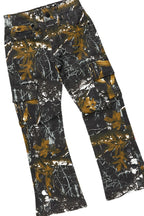 Girls Mia Black Tree Camo Hoodie/Stacked Flare Jean Set