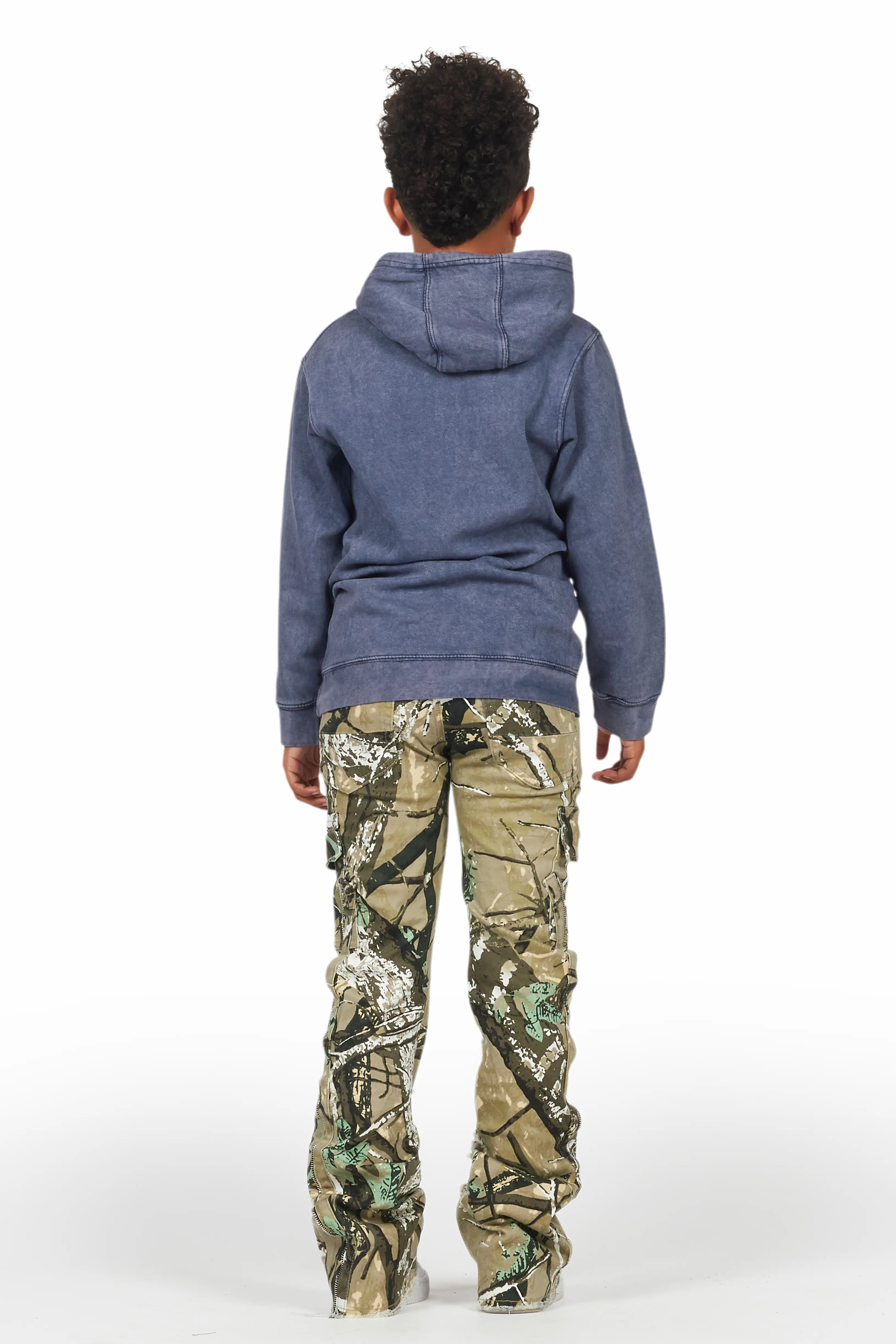 Boys Beau Vintage Navy Hoodie & Hutch Tree Camo Stacked Jean Set