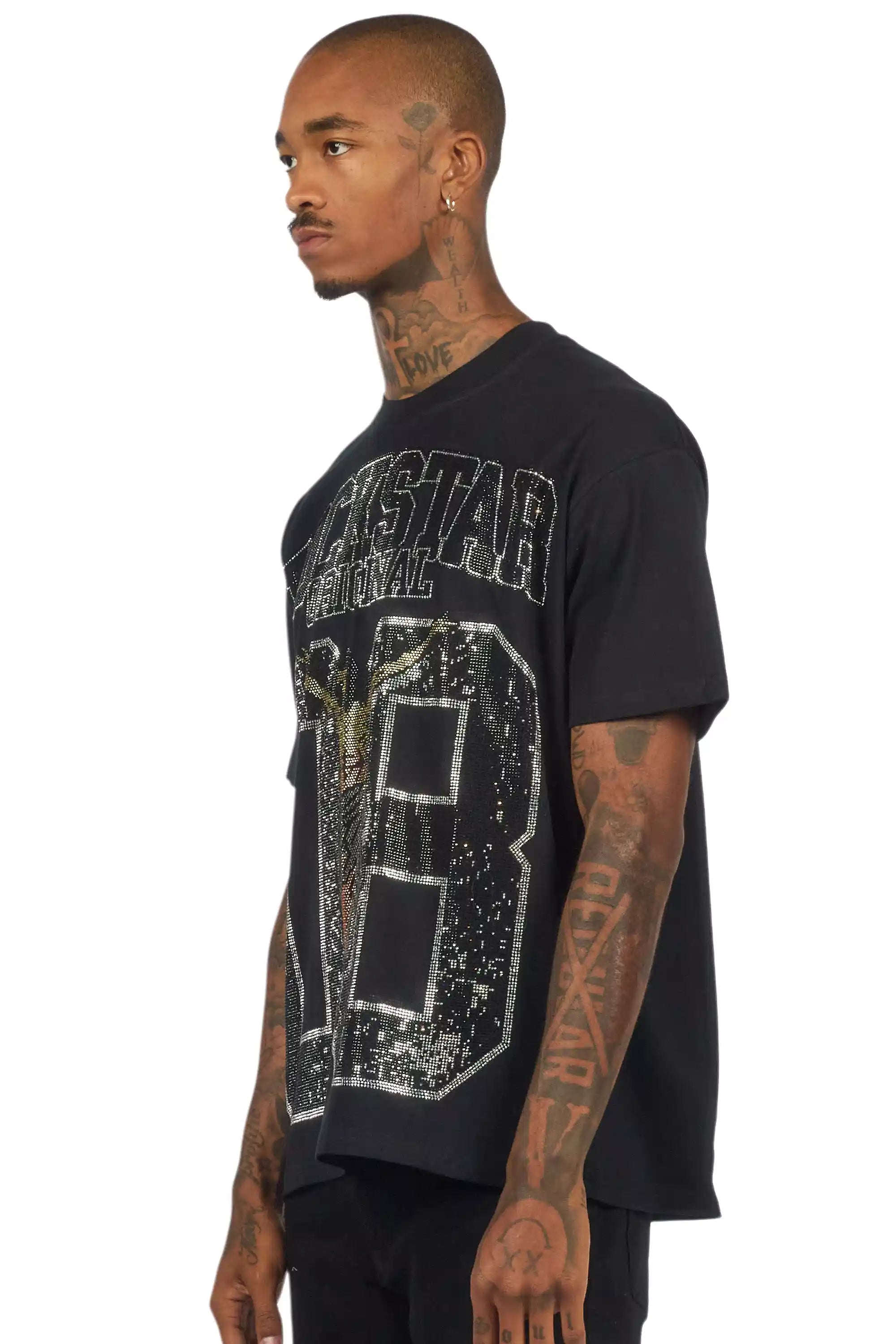 Field 2.0 Black/Grey Graphic Rhinestone T-Shirt