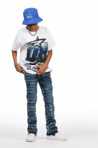 Boys Eli Blue Wash Flare Frayed Jean