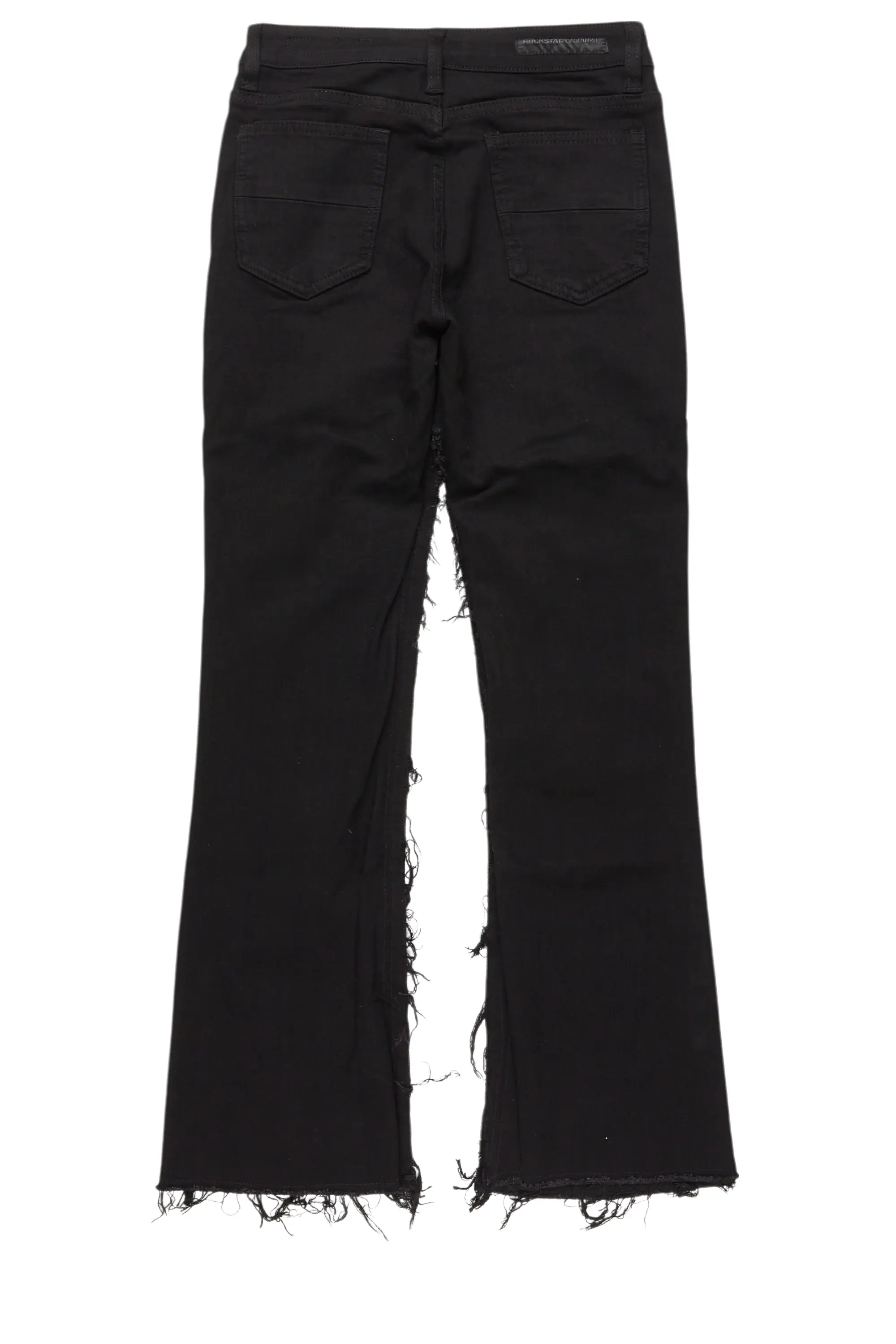 Boys Vinson Black  Patchwork Stacked flare Jean