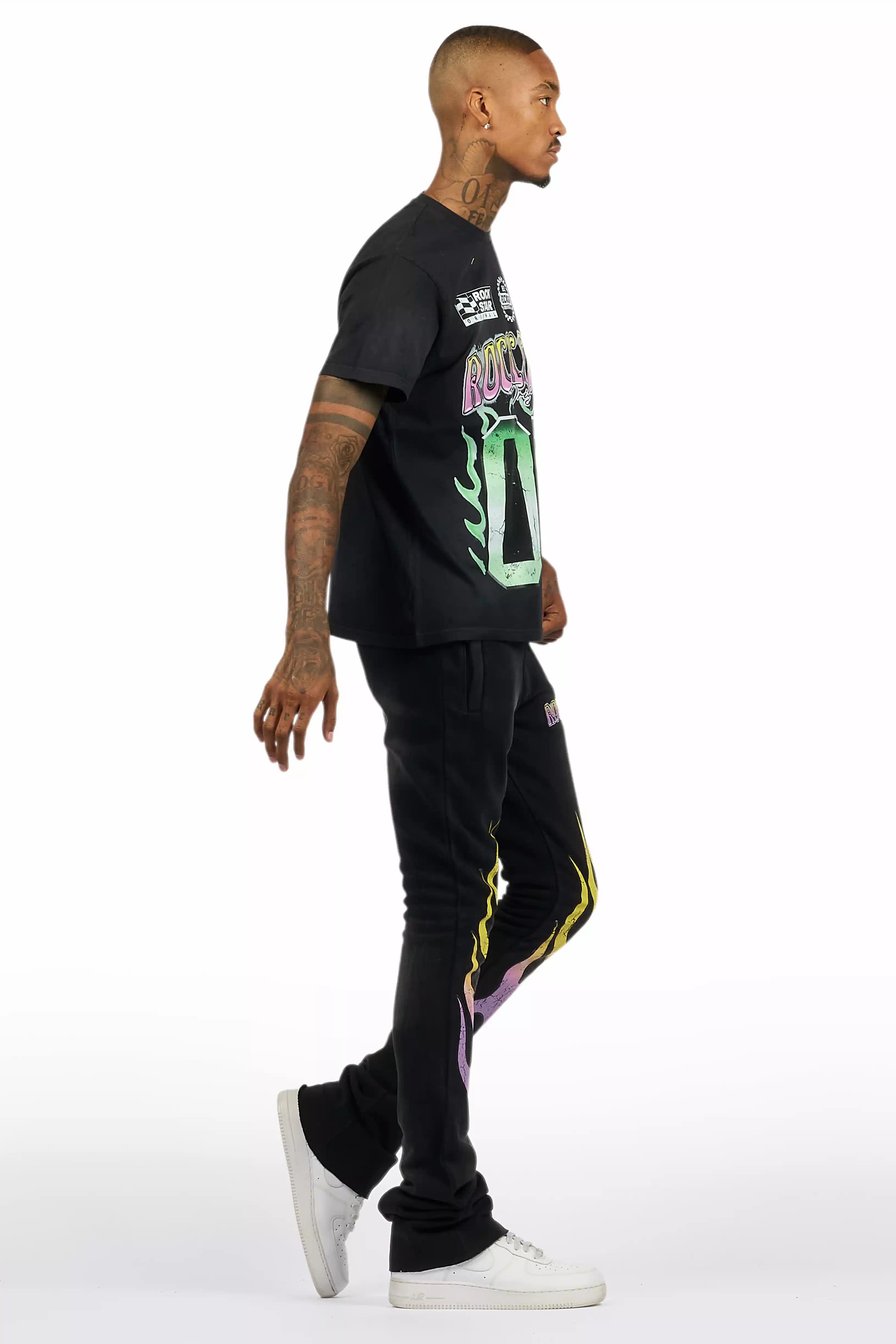 Quito Black T-Shirt/Stacked Flare Track Set