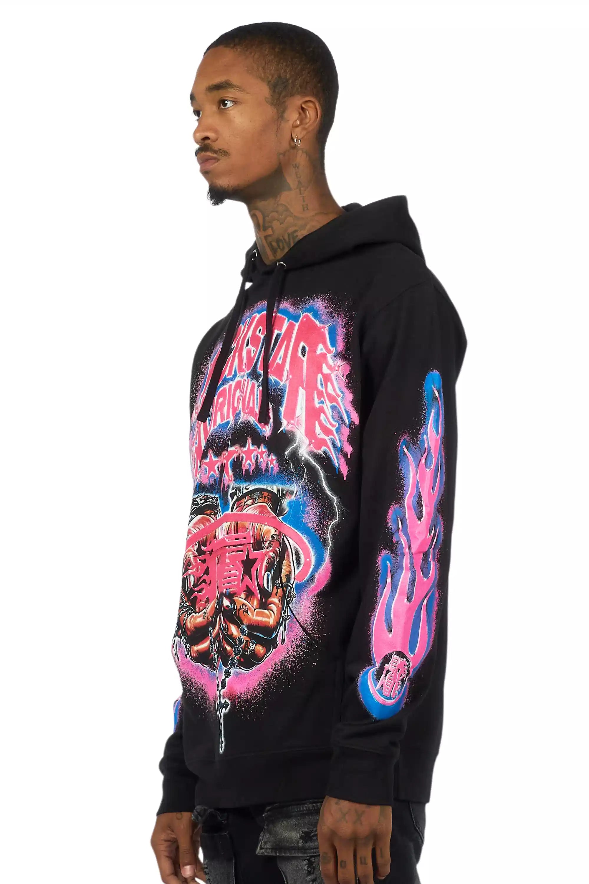 Cairo Black/Fuchsia Graphic Hoodie