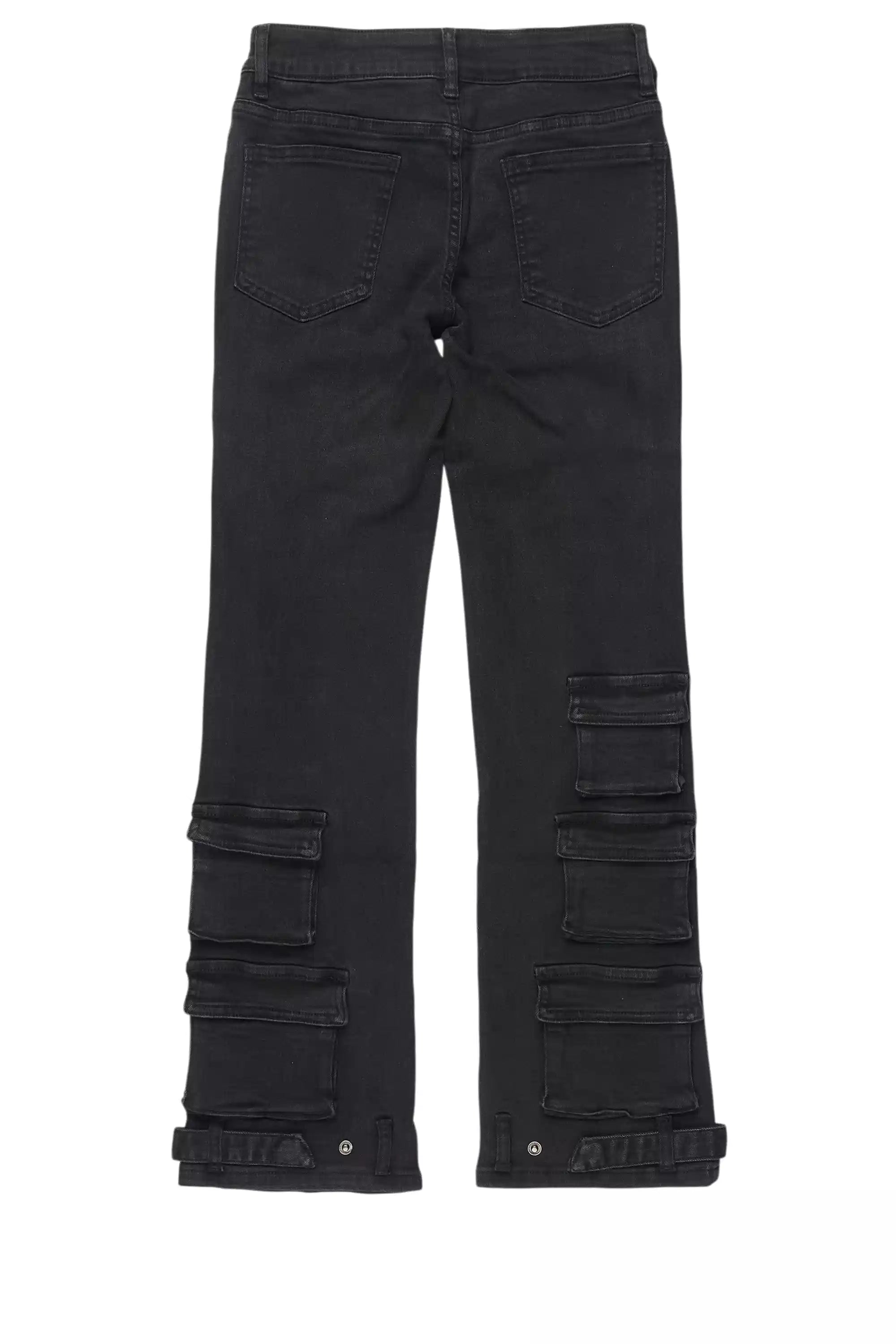 Girls Jaziya Black Stacked Jean