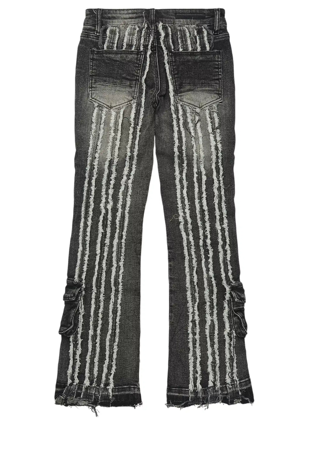 Boys Frey Black Stacked Flare Jean