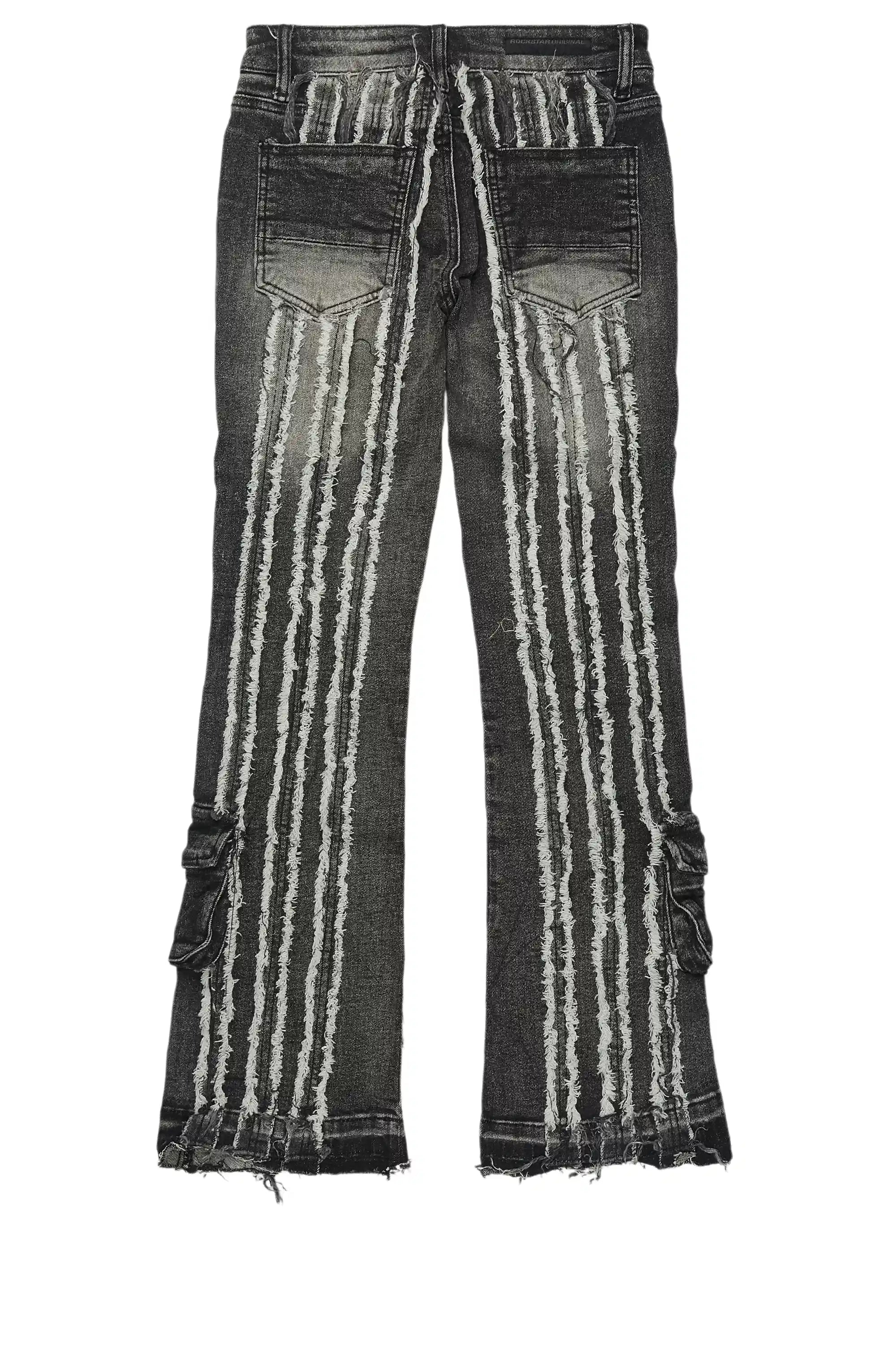 Boys Frey Black Stacked Flare Jean