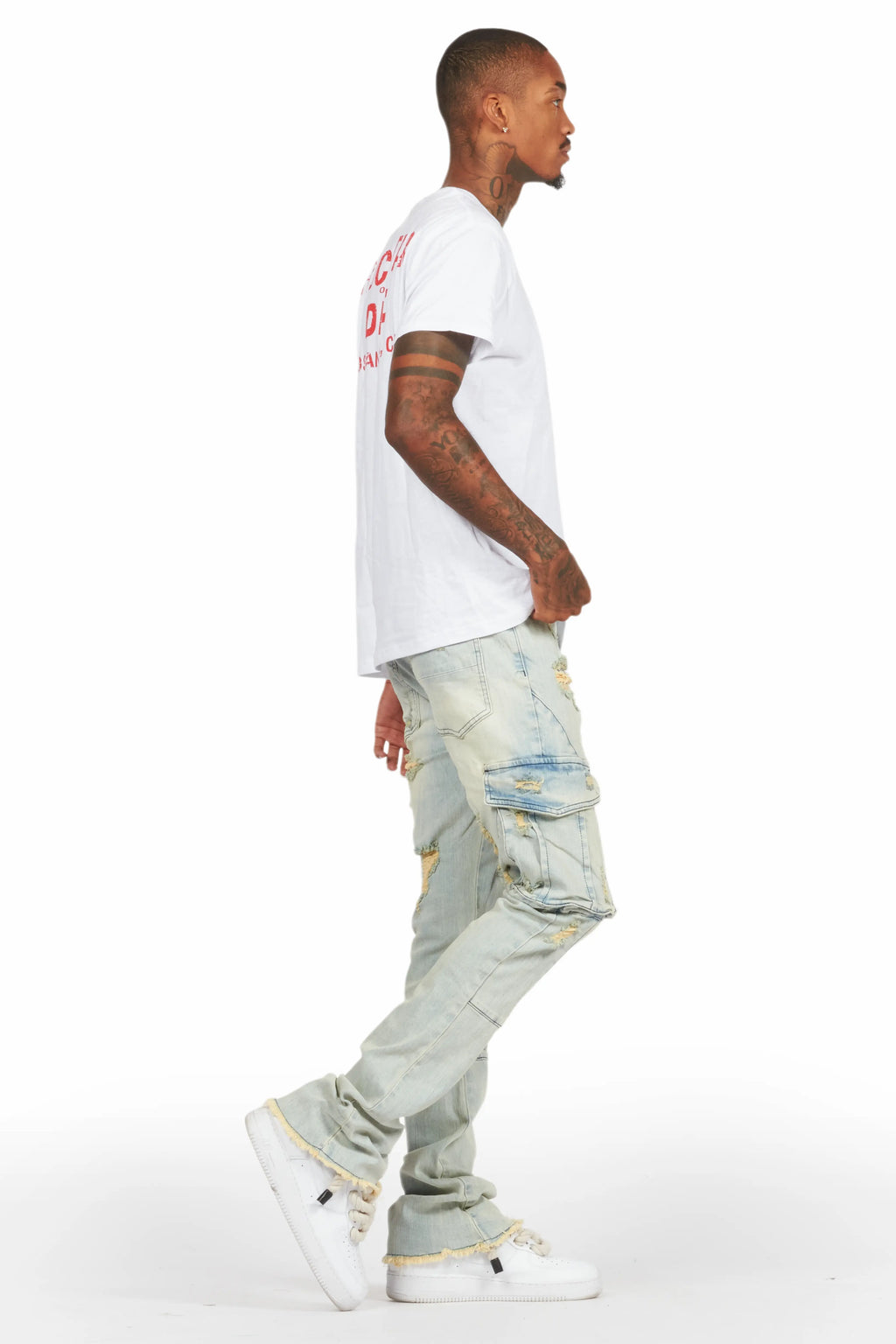 Adalee Blue Cargo Stacked Flare Jean