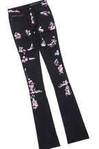 Fields Black T-Shirt/Nello Painted Super Stacked Flare Jean Set