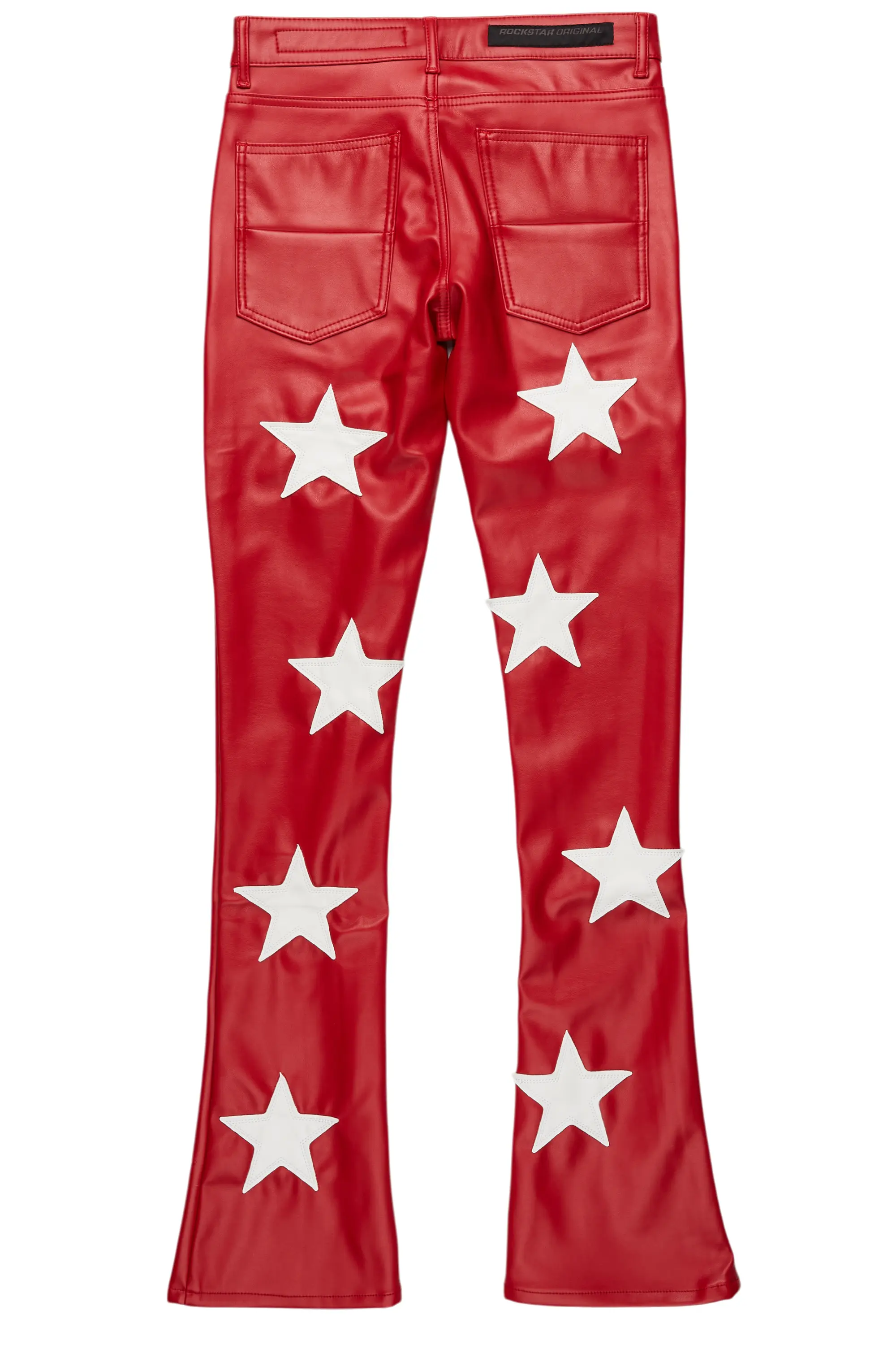 Steen Red PU Stacked Flare Jean