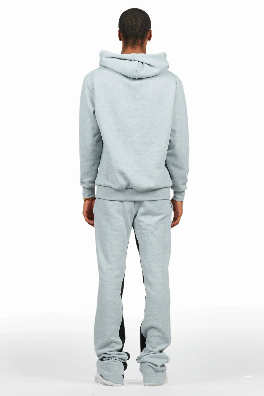 Mallor Heather Grey Baggy Stacked Hoodie Track Set