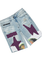 Nesta White/Purple T-Shirt/Denim Short Set