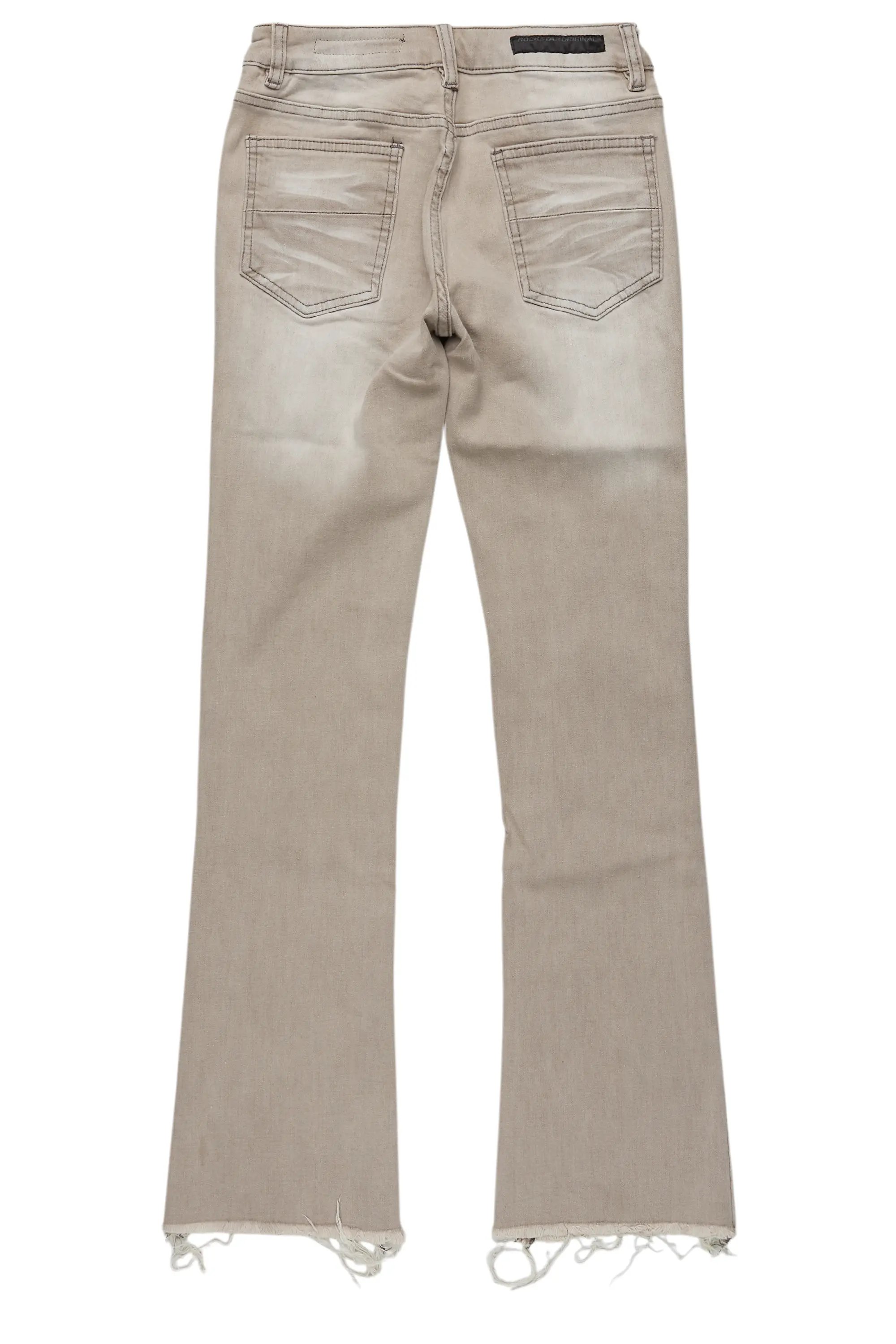 Boys Edgar Grey/Yellow Patchwork Stacked Flare Jean