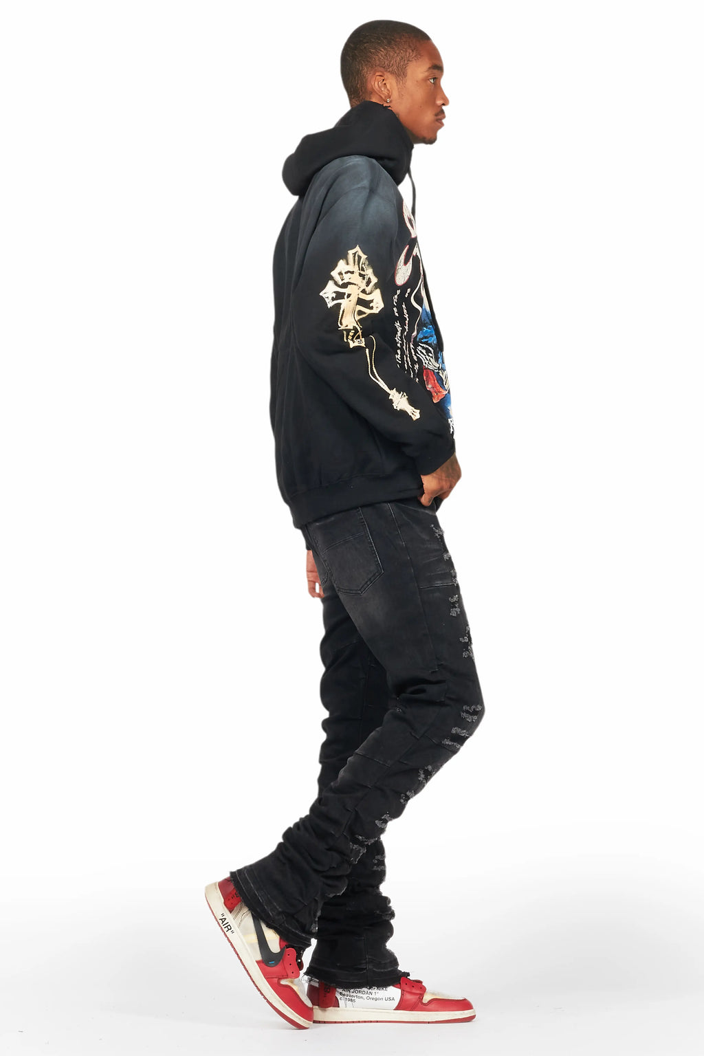 Danby Black Graphic Distressed Hoodie
