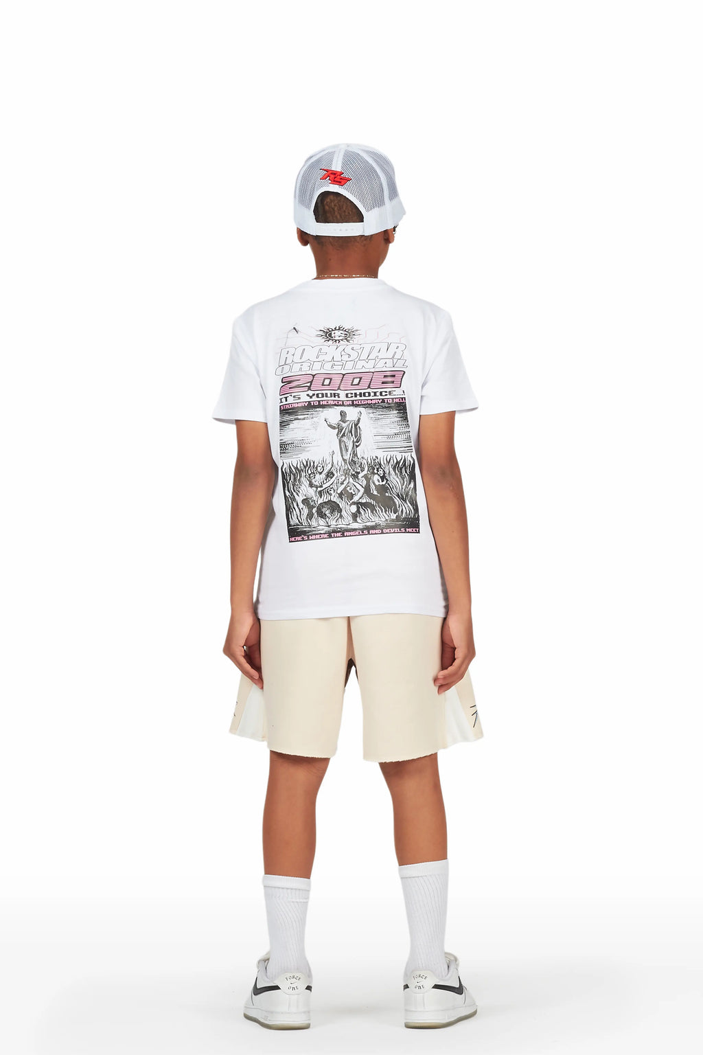 Boys Sky White/Beige T-Shirt Short Set