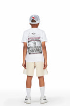 Boys Sky White/Beige T-Shirt Short Set