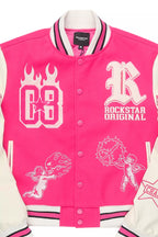Sharray Hot Pink Oversized Varsity Jacket