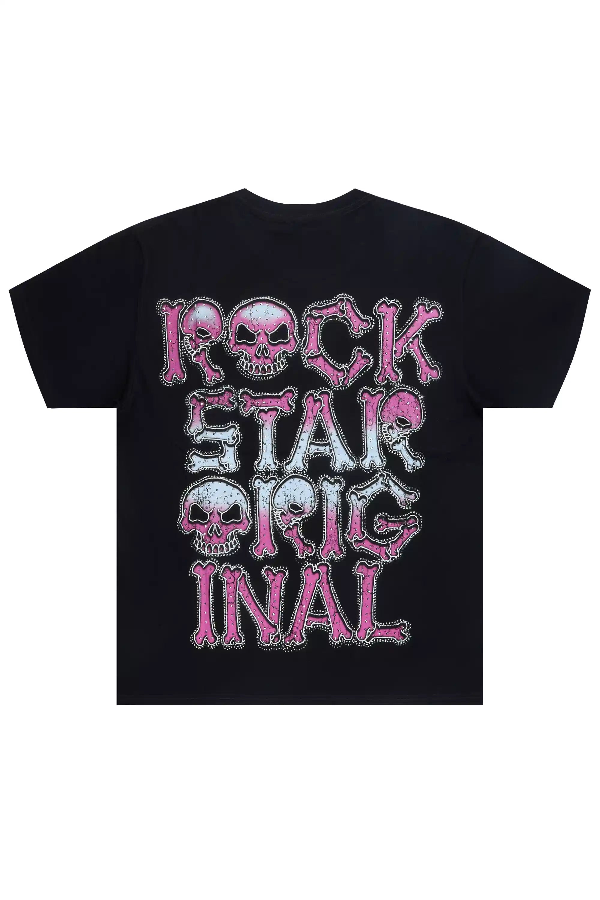 Reece Black Graphic Rhinestone T-Shirt