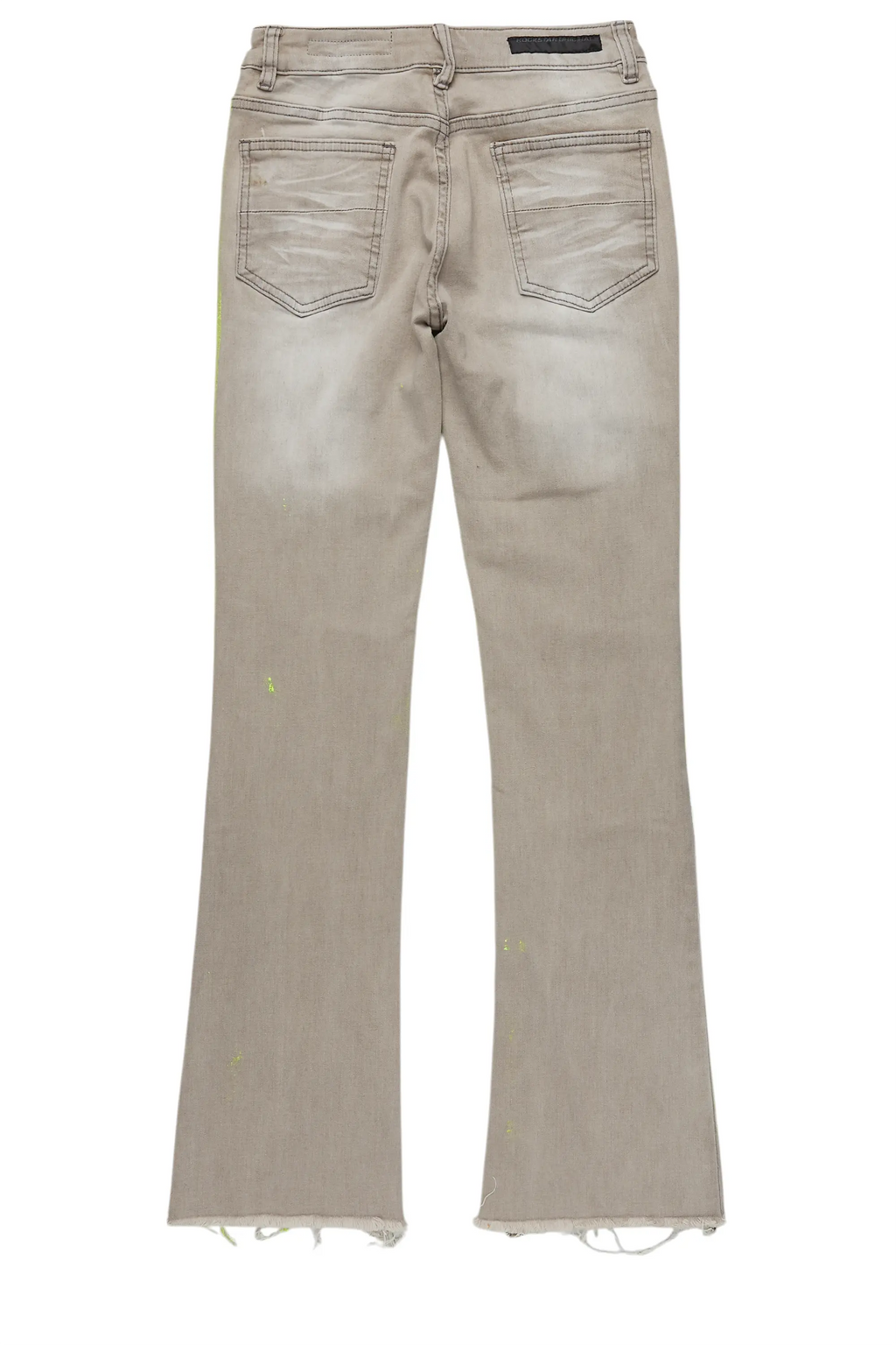 Boys Edge Grey/Yellow Roller Paint Stacked Flare Jean