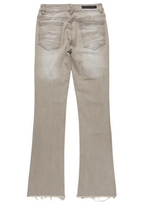 Boys Edge Grey/Yellow Roller Paint Stacked Flare Jean