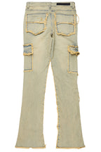 Revved Dirty Blue Stacked Flare Jean