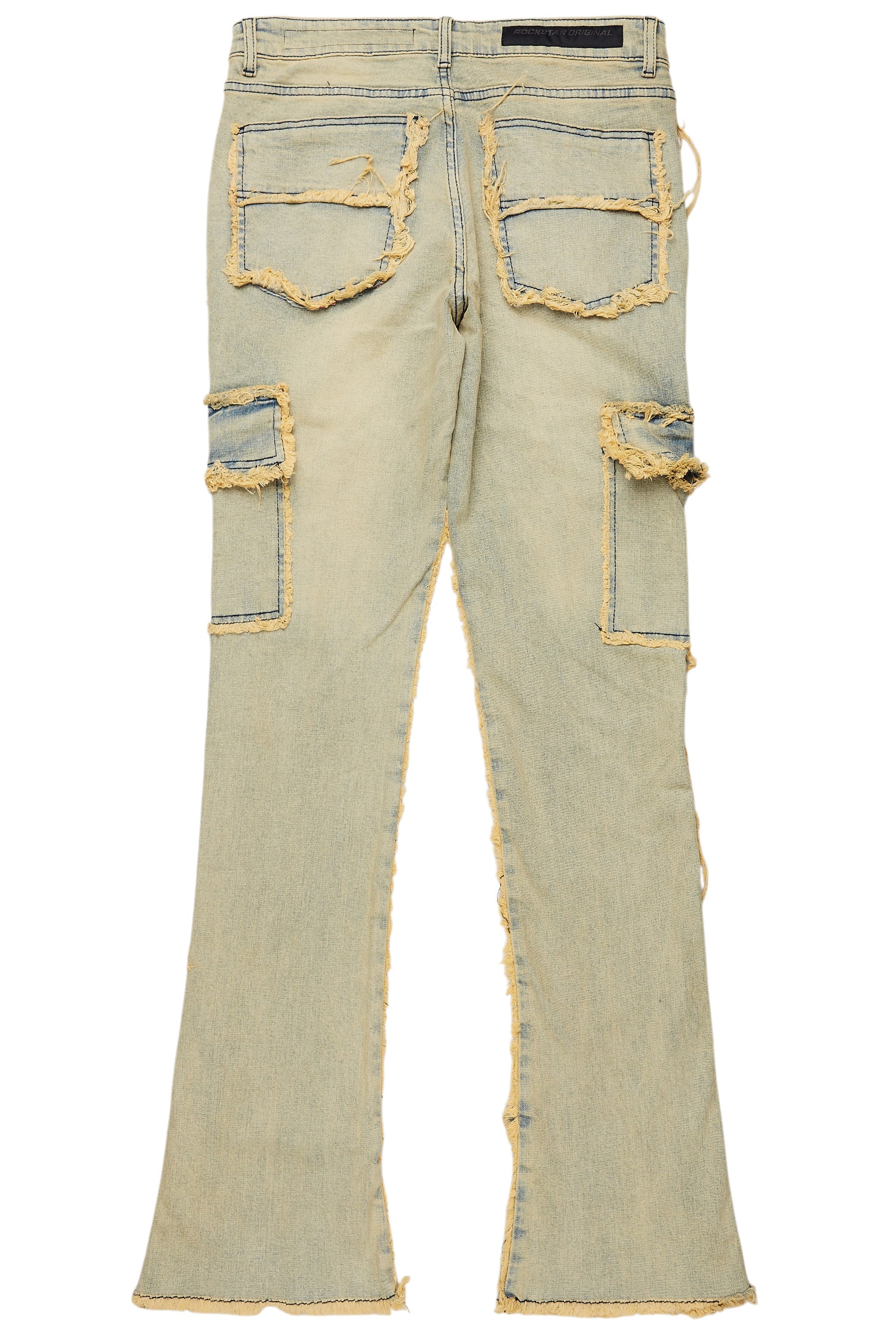 Revved Dirty Blue Stacked Flare Jean