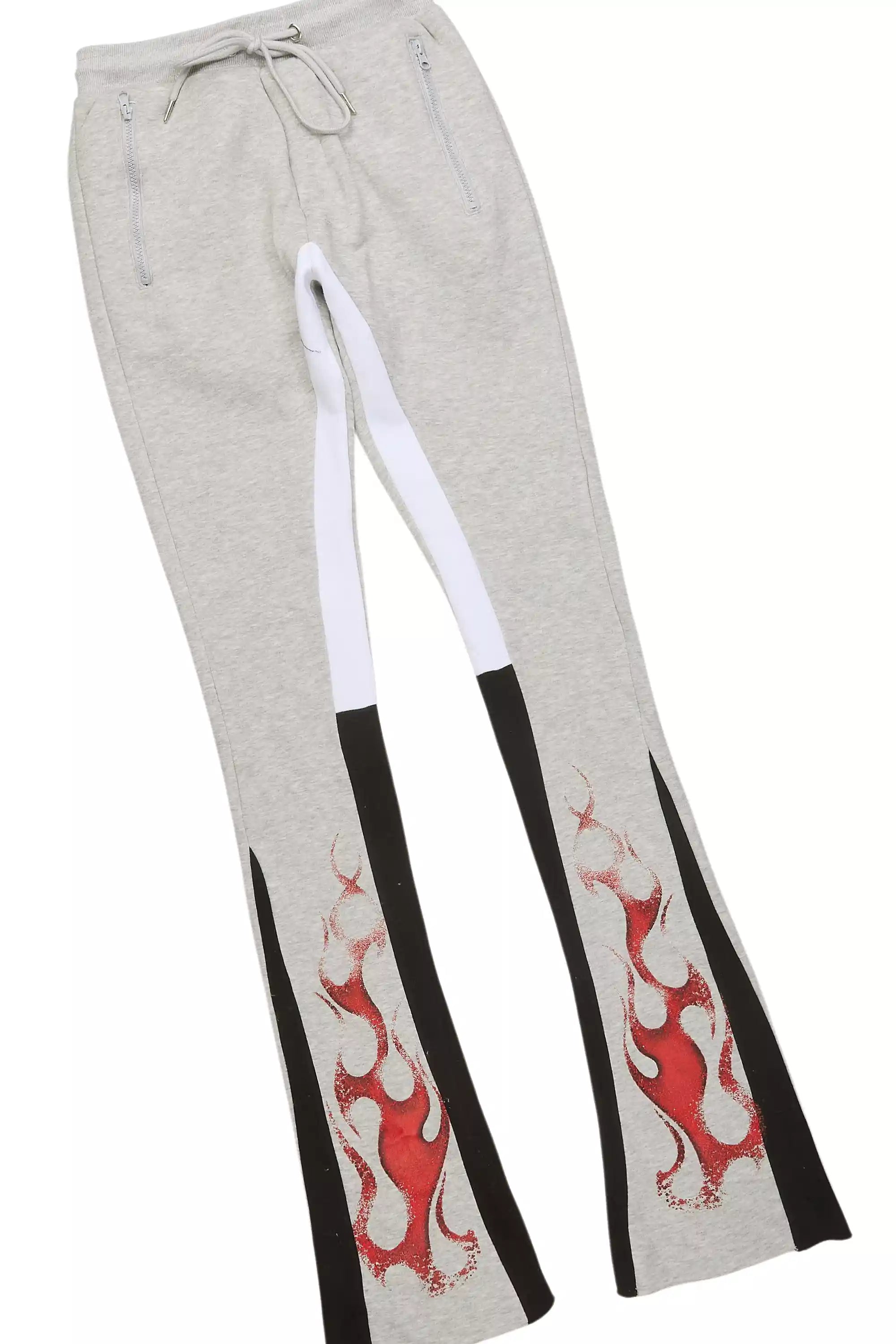 Torrez Heather Grey/Red Hoodie/Stacked Track Set