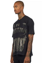 Amos 2.0 Black/Grey Graphic Rhinestone T-Shirt