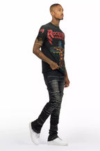 Franko Dark Grey Stacked Flare Jean