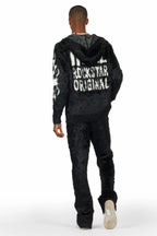 Toshio Black Stacked Flare Knitted Mohair Track Set
