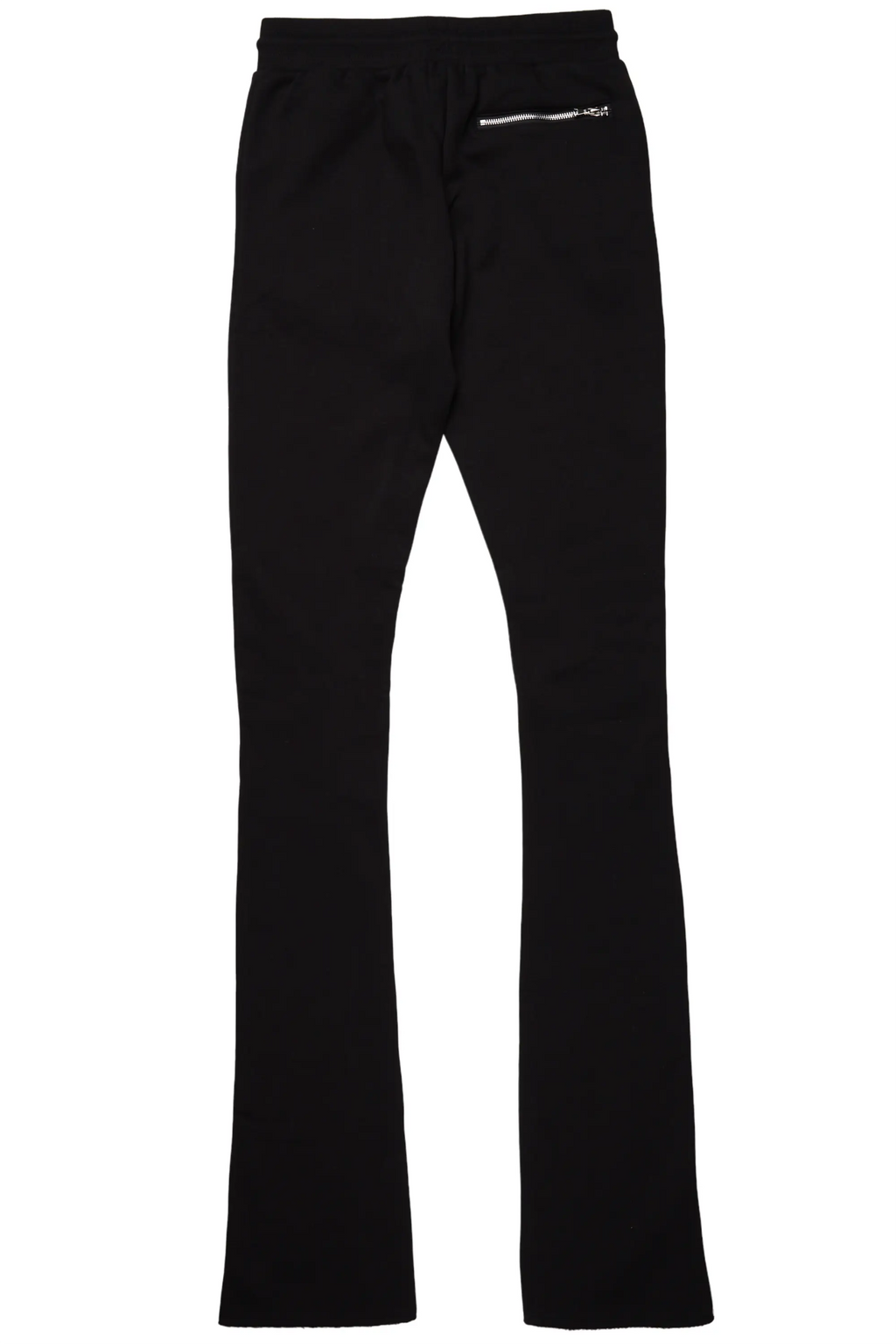 Damone Black Super Stacked Flare Track Pant