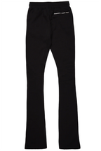 Damone Black Super Stacked Flare Track Pant