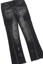 Boys Amina Black/Black Hoodie/Stacked Flare Jean Set