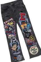 Girls Kaite Black T-Shirt/Stacked Flare Jean Set