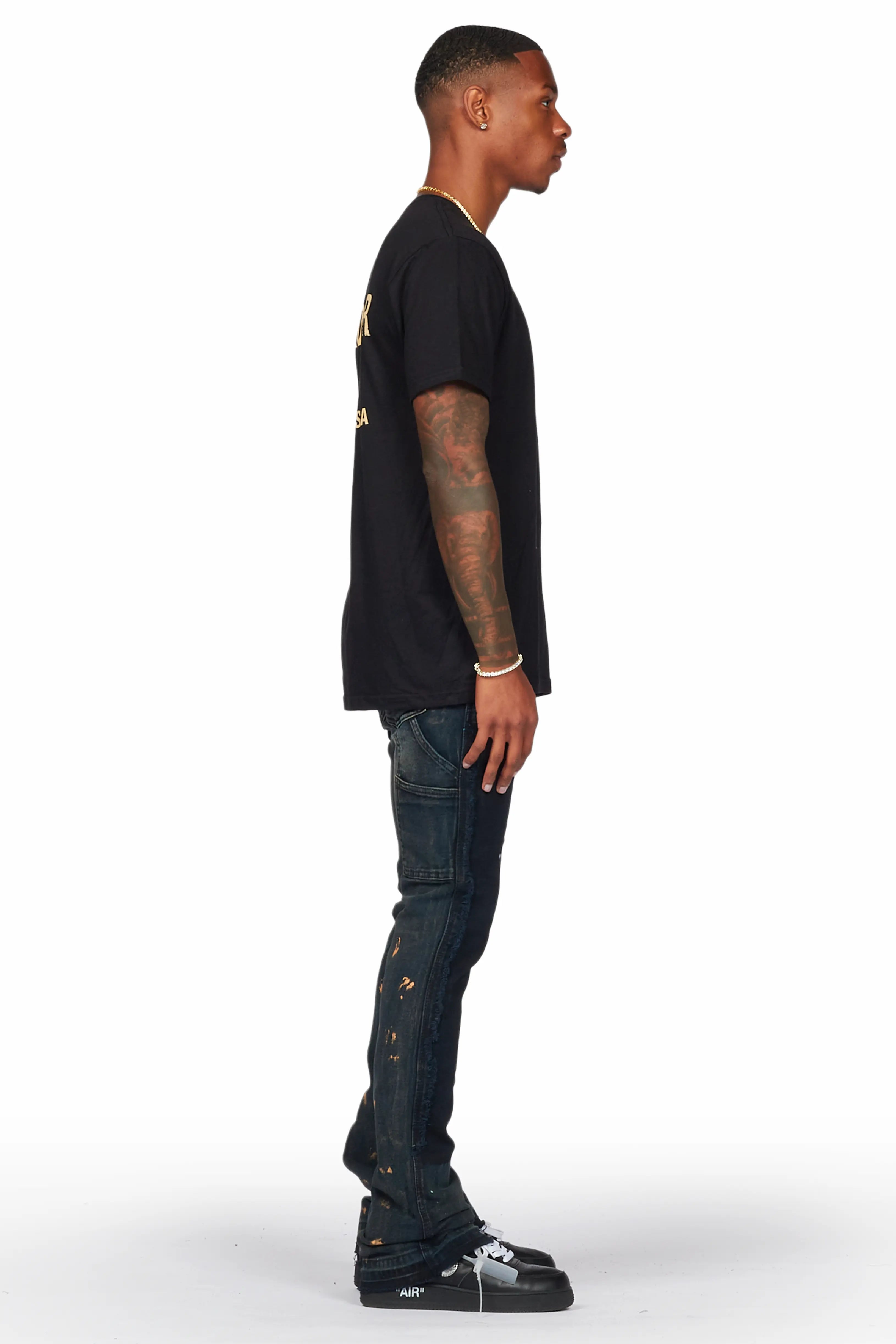 Serrano Black Stacked Flare Jean