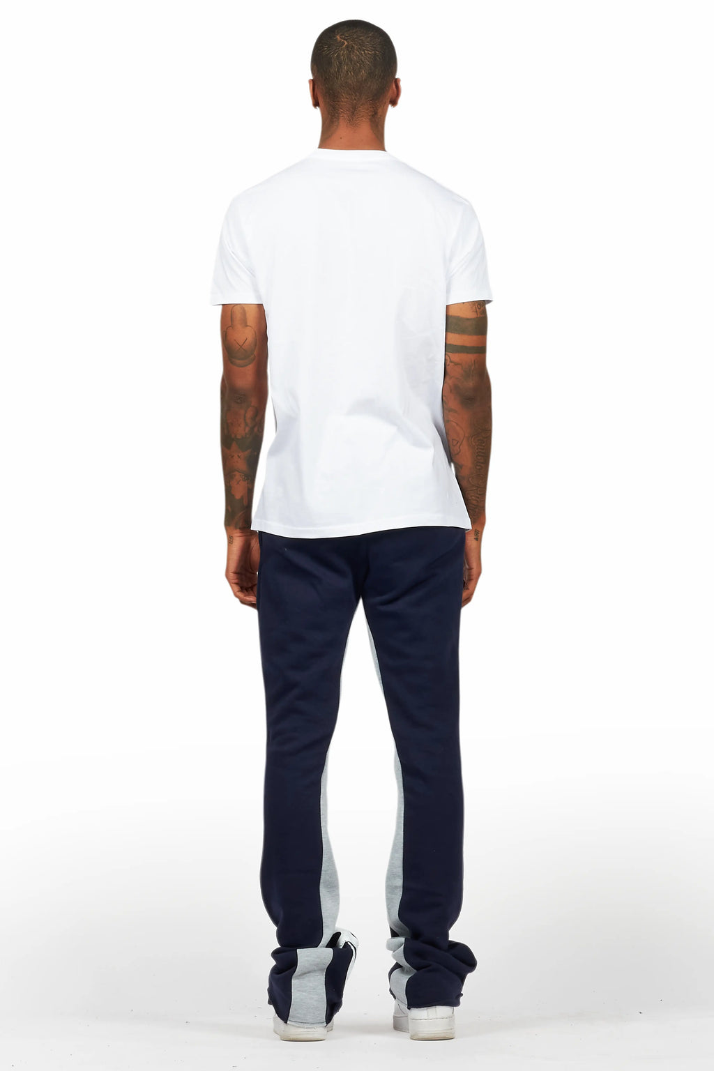 Amos White/Navy T-Shirt/Stacked Baggy Track Pant Set