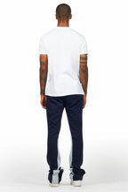Amos White/Navy T-Shirt/Stacked Baggy Track Pant Set
