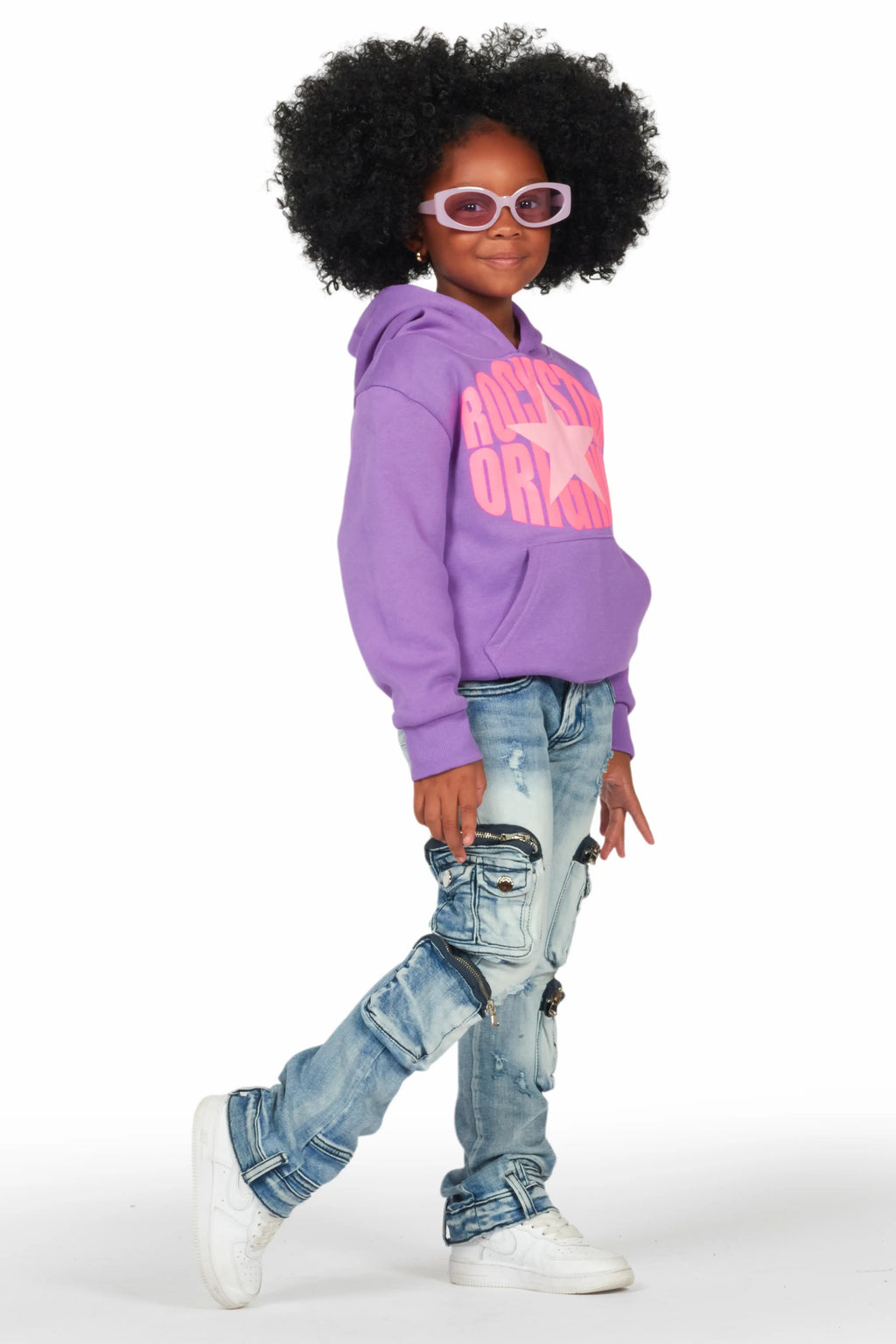 Girls Alisson Light Blue Stacked Flare Jean