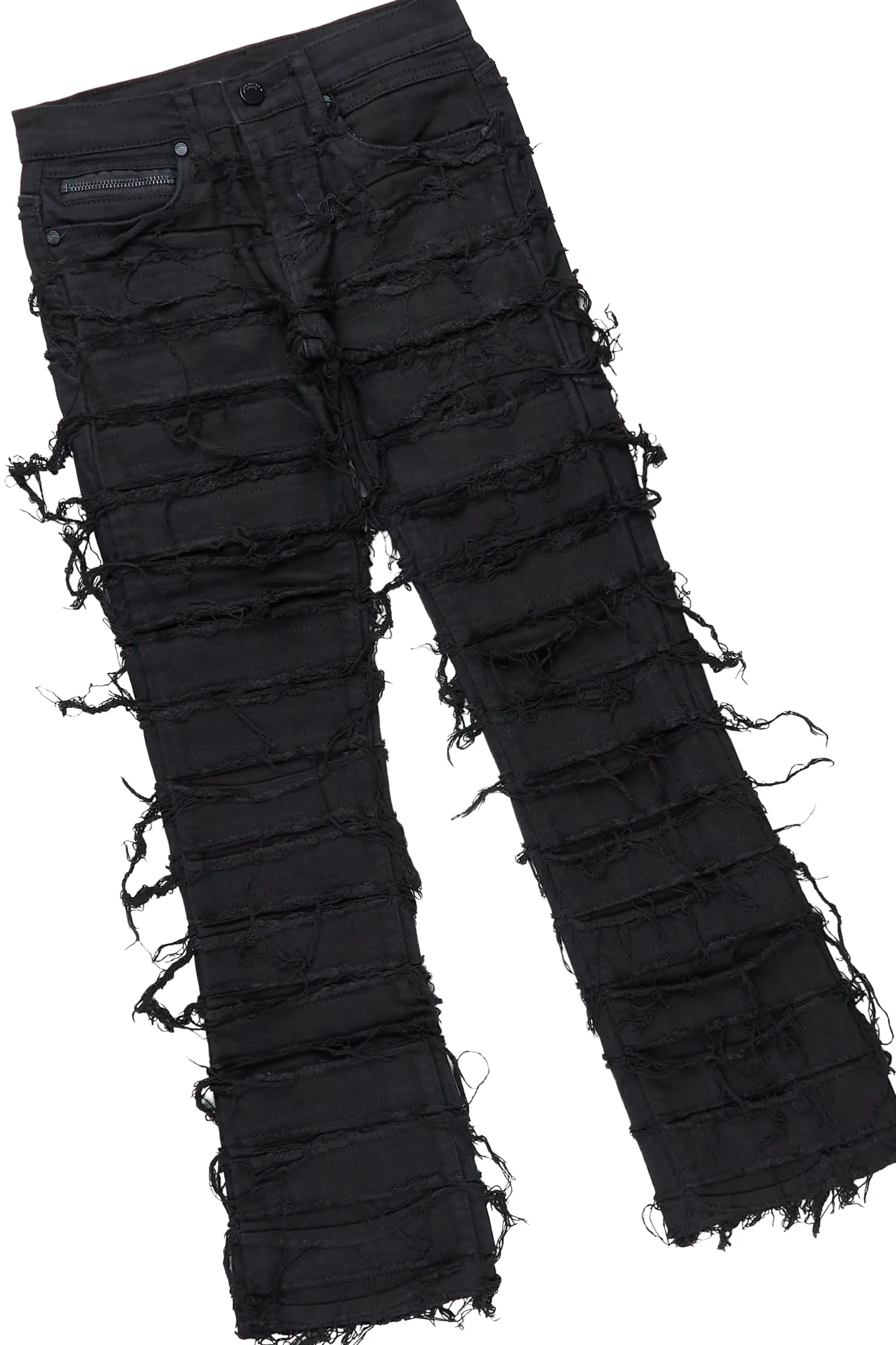 Boys Zytron Black T-Shirt/Stacked Flare Jean Set